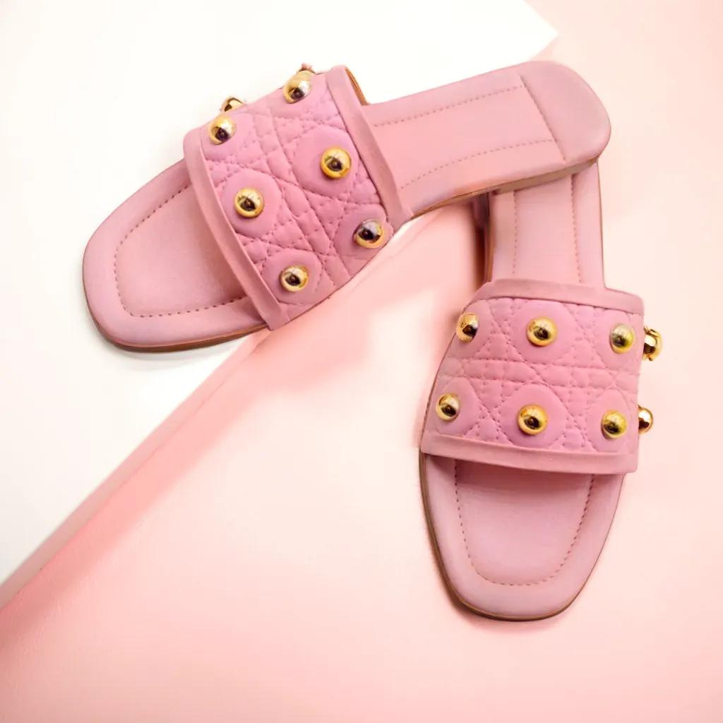 Rosé Luxe Studded Flats