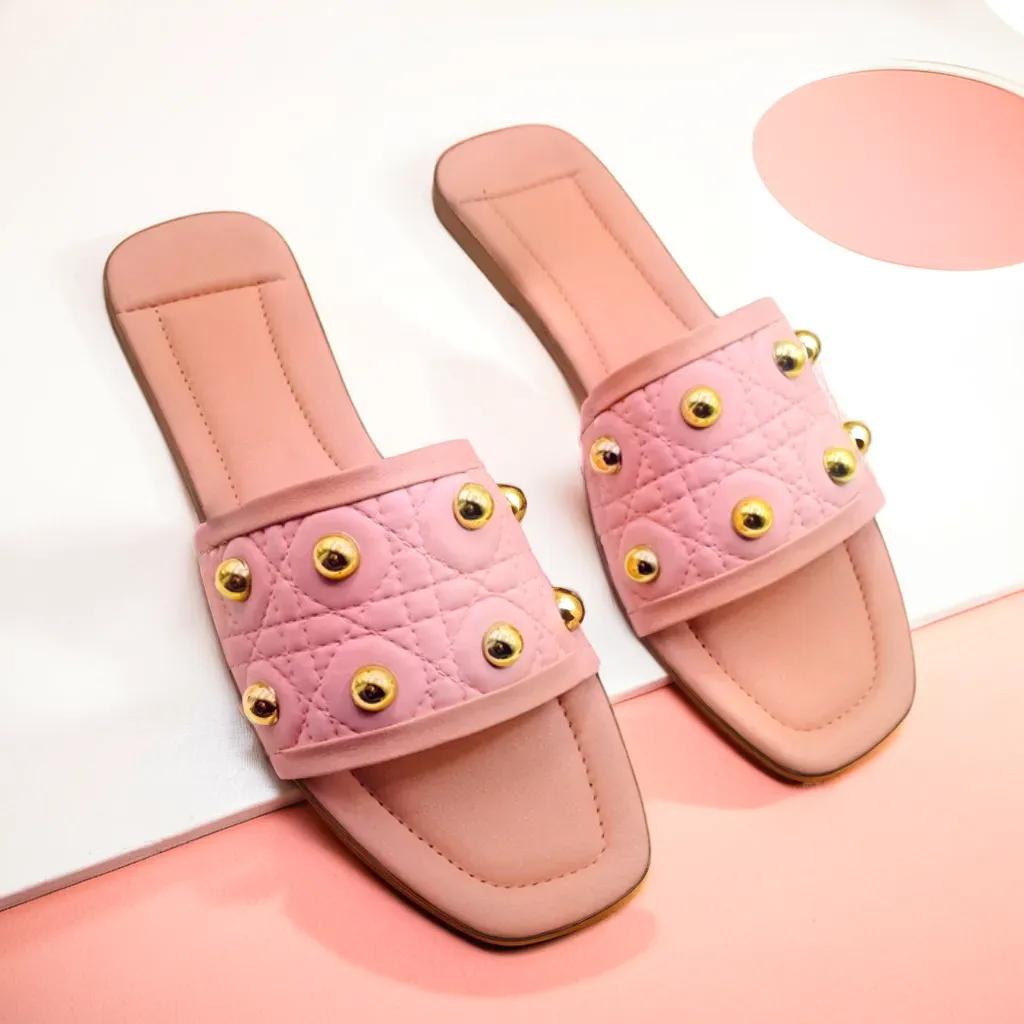 Rosé Luxe Studded Flats